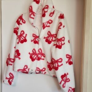 White and Red Teddy Jacket